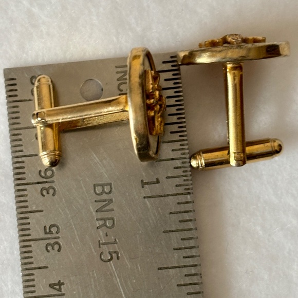 Anson Vintage RN Cufflinks – 1960s Gold Tone Lucite, Mid-Century Medical Caduceu - Picture 6 of 11